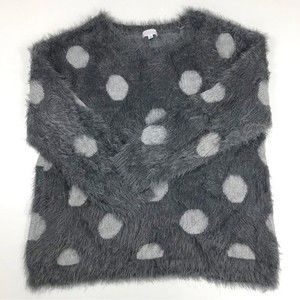 Charcoal Gray Polka Dot Eyelash Ultra Soft Crew Neck Sweater White XXL Joseph A